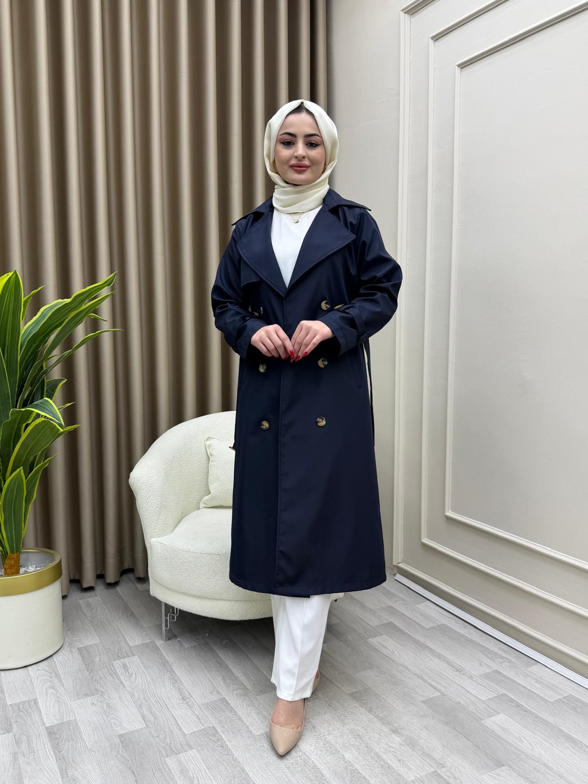 Azel Trençkot Lacivert